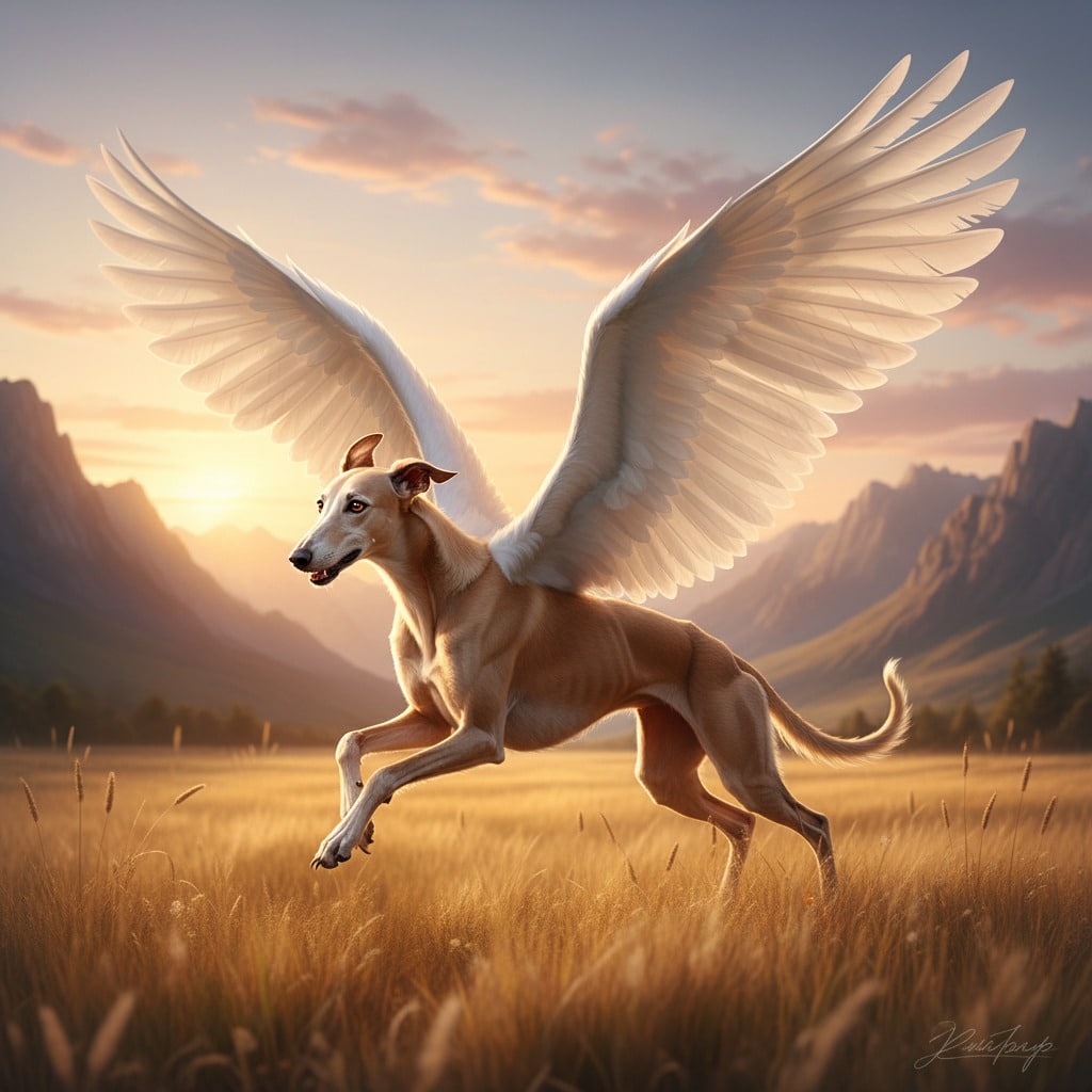 Windhund mit Flügeln